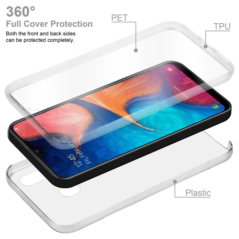 Cadorabo Hülle kompatibel mit Samsung Galaxy A20 / A30 / M10s 360° Full Body Schutzhülle - Front- und Rückenschutz, Rundumschutz mit Displayschutz