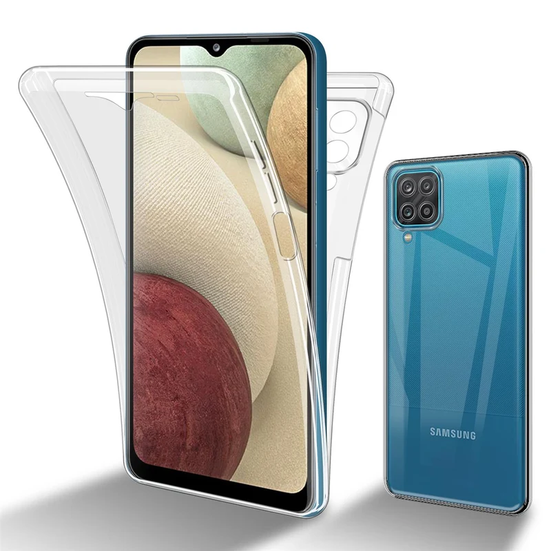 Cadorabo Hülle kompatibel mit Samsung Galaxy A12 / M12 360° Full Body Schutzhülle - Front- und Rückenschutz, Rundumschutz mit Displayschutz