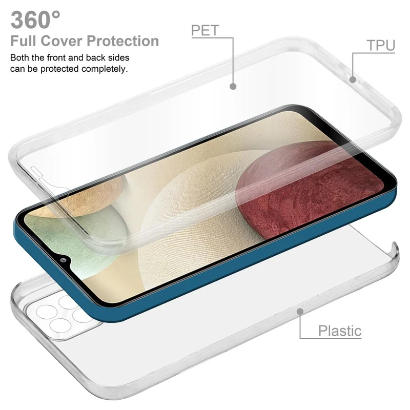 Cadorabo Hülle kompatibel mit Samsung Galaxy A12 / M12 360° Full Body Schutzhülle - Front- und Rückenschutz, Rundumschutz mit Displayschutz
