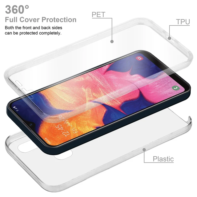 Cadorabo Hülle kompatibel mit Samsung Galaxy A10e / A20e 360° Full Body Schutzhülle - Front- und Rückenschutz, Rundumschutz mit Displayschutz