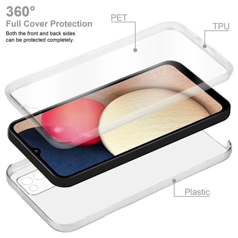 Cadorabo Hülle kompatibel mit Samsung Galaxy A02s 360° Full Body Schutzhülle - Front- und Rückenschutz, Rundumschutz mit Displayschutz