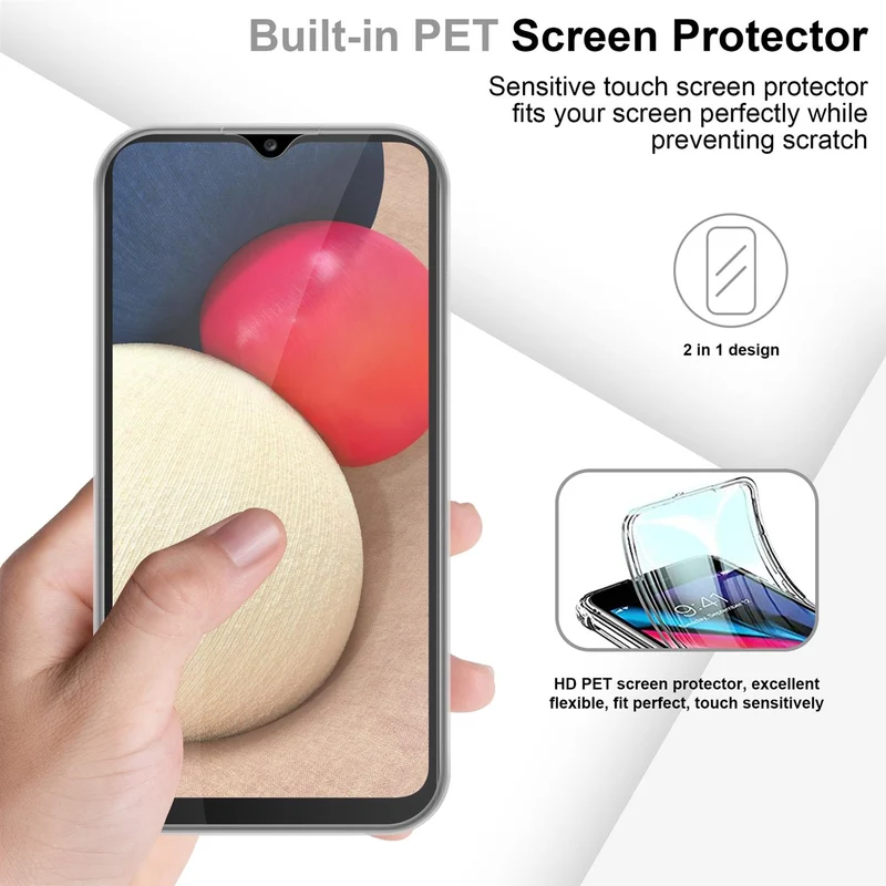 Cadorabo Hülle kompatibel mit Samsung Galaxy A02s 360° Full Body Schutzhülle - Front- und Rückenschutz, Rundumschutz mit Displayschutz