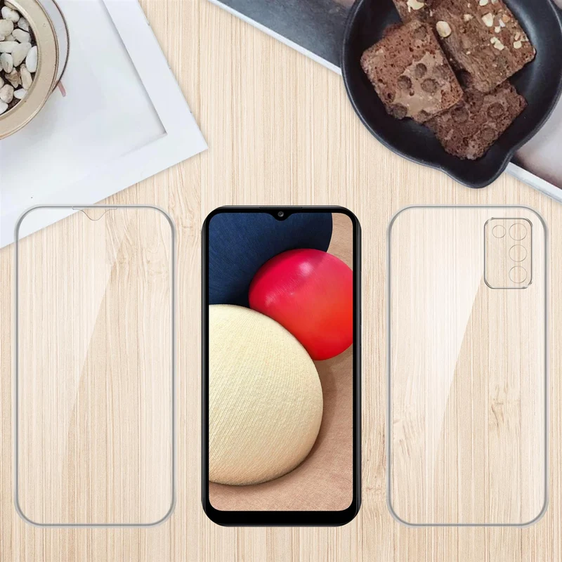 Cadorabo Hülle kompatibel mit Samsung Galaxy A02s 360° Full Body Schutzhülle - Front- und Rückenschutz, Rundumschutz mit Displayschutz