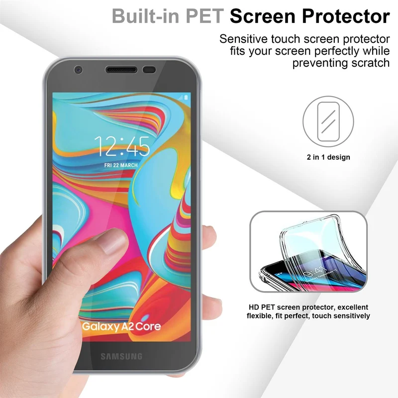 Cadorabo Hülle kompatibel mit Samsung Galaxy A02 CORE 360° Full Body Schutzhülle - Front- und Rückenschutz, Rundumschutz mit Displayschutz