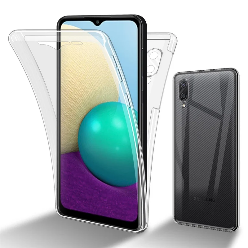 Cadorabo Hülle kompatibel mit Samsung Galaxy A02 / M02 360° Full Body Schutzhülle - Front- und Rückenschutz, Rundumschutz mit Displayschutz