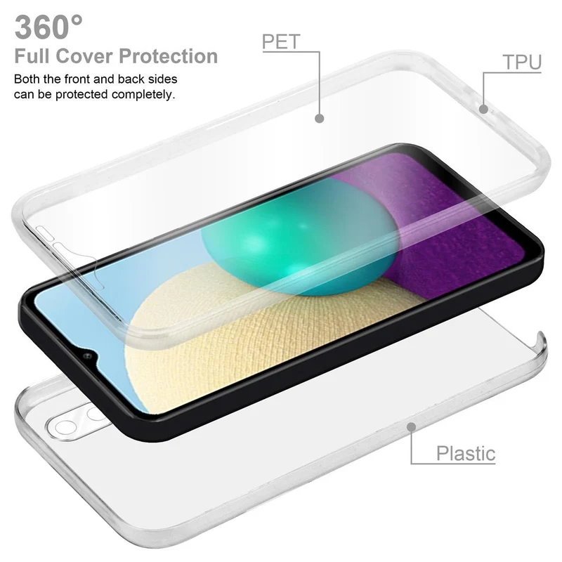 Cadorabo Hülle kompatibel mit Samsung Galaxy A02 / M02 360° Full Body Schutzhülle - Front- und Rückenschutz, Rundumschutz mit Displayschutz