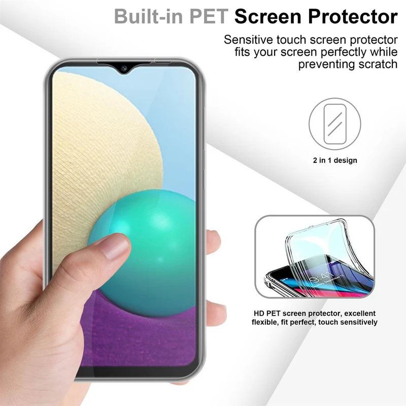 Cadorabo Hülle kompatibel mit Samsung Galaxy A02 / M02 360° Full Body Schutzhülle - Front- und Rückenschutz, Rundumschutz mit Displayschutz