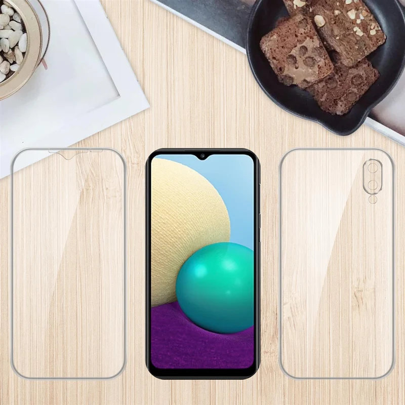 Cadorabo Hülle kompatibel mit Samsung Galaxy A02 / M02 360° Full Body Schutzhülle - Front- und Rückenschutz, Rundumschutz mit Displayschutz
