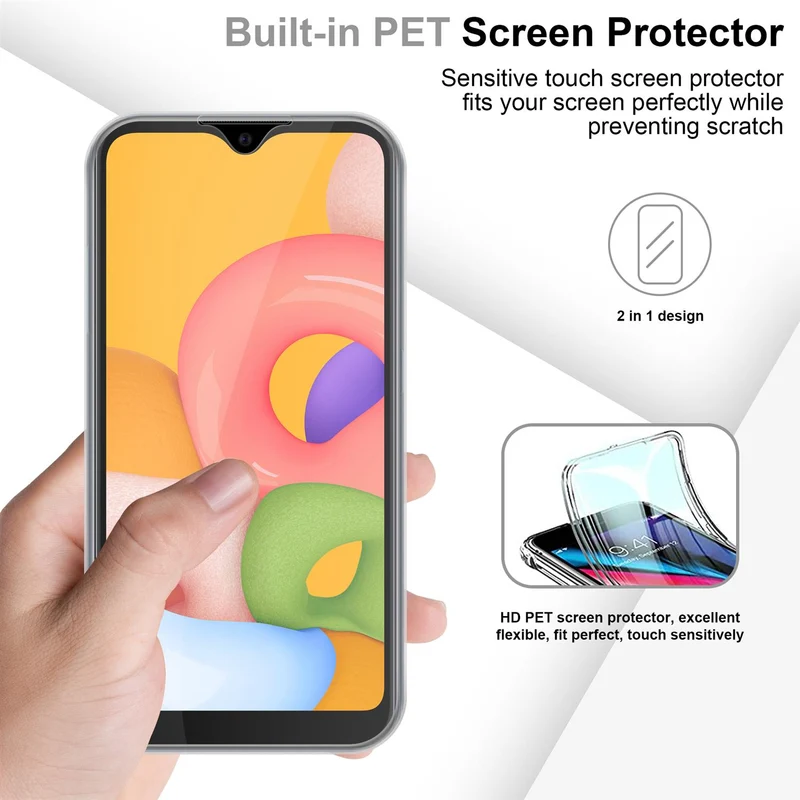 Cadorabo Hülle kompatibel mit Samsung Galaxy A01 360° Full Body Schutzhülle - Front- und Rückenschutz, Rundumschutz mit Displayschutz