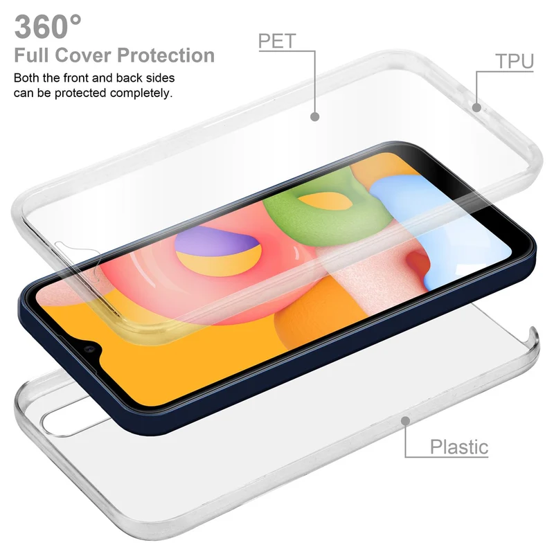 Cadorabo Hülle kompatibel mit Samsung Galaxy A01 360° Full Body Schutzhülle - Front- und Rückenschutz, Rundumschutz mit Displayschutz