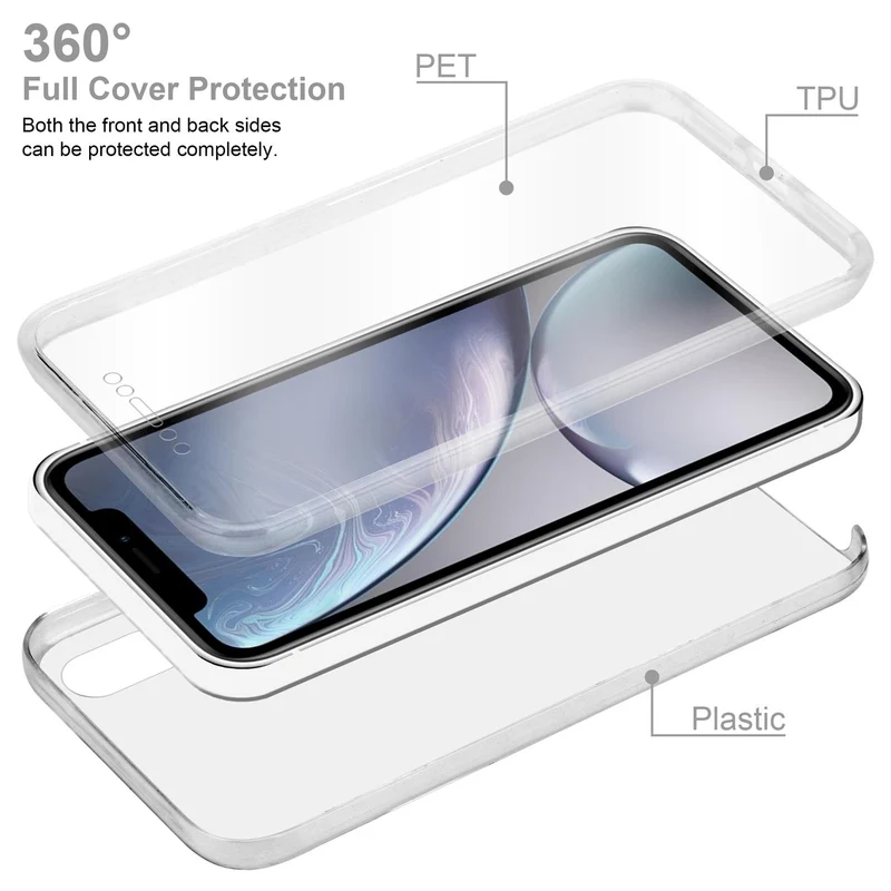 Cadorabo Hülle kompatibel mit Apple iPhone XR 360° Full Body Schutzhülle - Front- und Rückenschutz, Rundumschutz mit Displayschutz