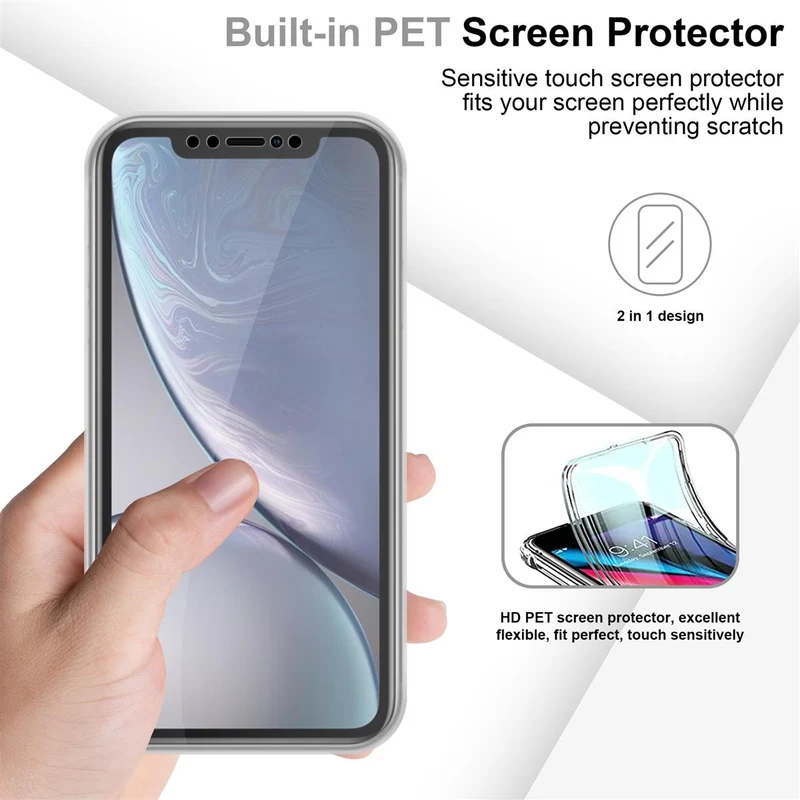 Cadorabo Hülle kompatibel mit Apple iPhone XR 360° Full Body Schutzhülle - Front- und Rückenschutz, Rundumschutz mit Displayschutz