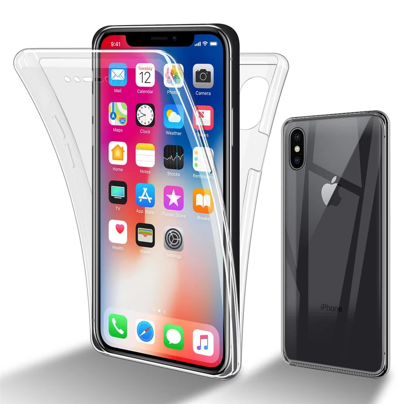 Cadorabo Hülle kompatibel mit Apple iPhone X / XS 360° Full Body Schutzhülle - Front- und Rückenschutz, Rundumschutz mit Displayschutz