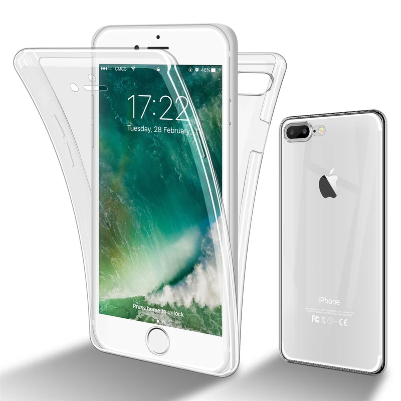 Cadorabo Hülle kompatibel mit Apple iPhone 7 PLUS / 7S PLUS / 8 PLUS 360° Full Body Schutzhülle - Front- und Rückenschutz, Rundumschutz mit Displayschutz