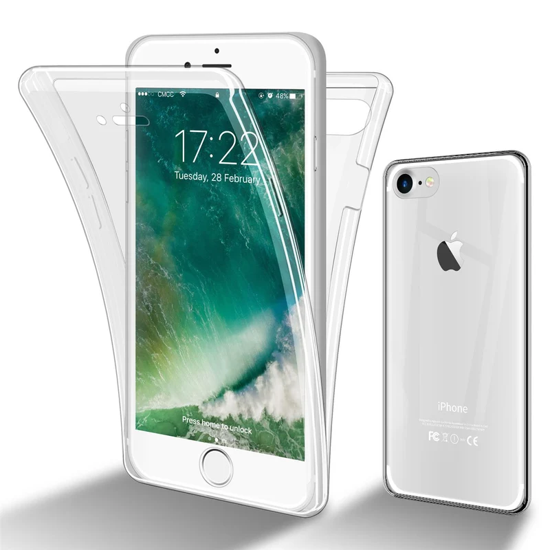 Cadorabo Hülle kompatibel mit Apple iPhone 7 / 7S / 8 / SE 2020 360° Full Body Schutzhülle - Front- und Rückenschutz, Rundumschutz mit Displayschutz