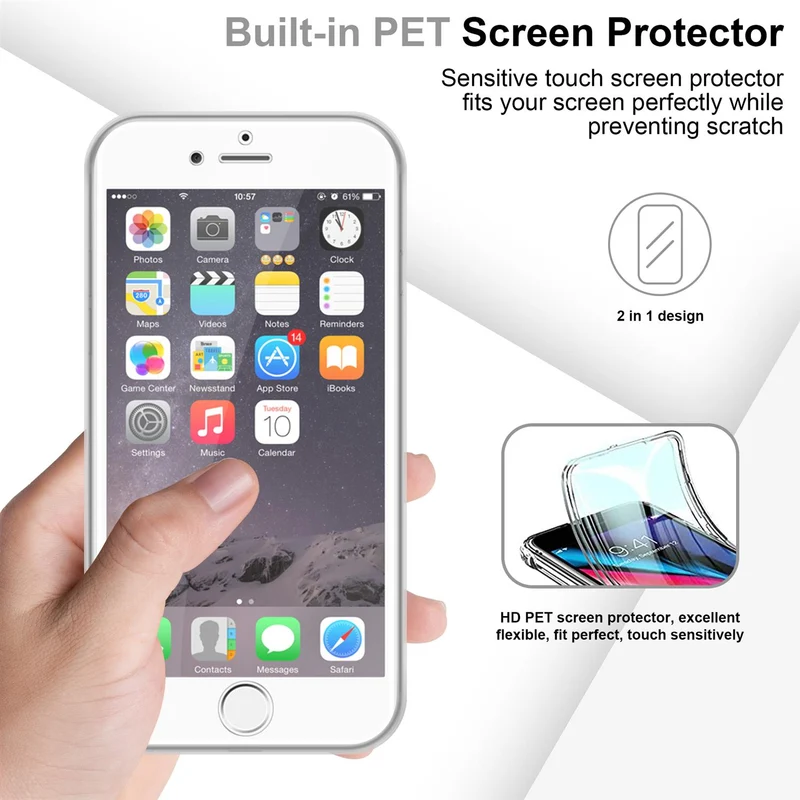 Cadorabo Hülle kompatibel mit Apple iPhone 6 / 6S 360° Full Body Schutzhülle - Front- und Rückenschutz, Rundumschutz mit Displayschutz