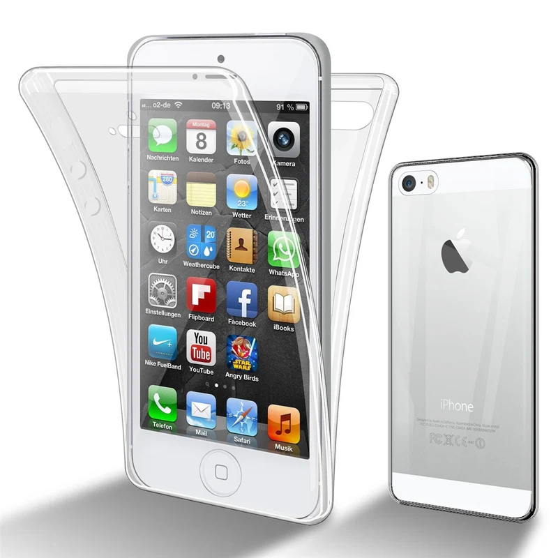 Cadorabo Hülle kompatibel mit Apple iPhone 5 / 5S / SE 2016 360° Full Body Schutzhülle - Front- und Rückenschutz, Rundumschutz mit Displayschutz