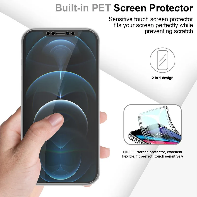 Cadorabo Hülle kompatibel mit Apple iPhone 12 PRO MAX 360° Full Body Schutzhülle - Front- und Rückenschutz, Rundumschutz mit Displayschutz