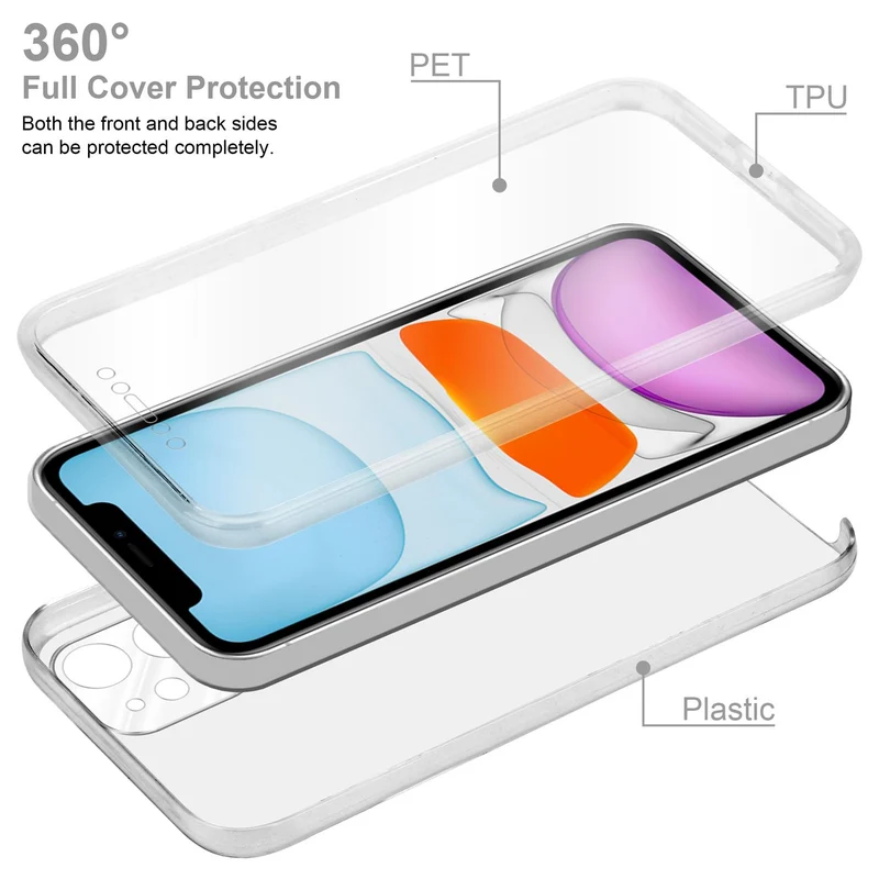 Cadorabo Hülle kompatibel mit Apple iPhone 11 360° Full Body Schutzhülle - Front- und Rückenschutz, Rundumschutz mit Displayschutz