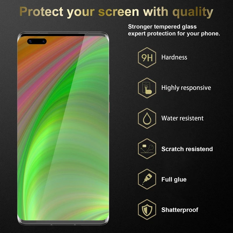 Cadorabo Panzer Folie kompatibel mit Huawei MATE 40 PRO - Schutzfolie Gehärtetes (Tempered) Display-Schutzglas in 9H Härte mit 3D Touch Kompatibilität