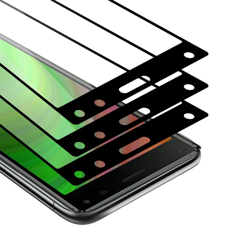 Cadorabo 3x Vollbild Panzer Folie kompatibel mit Sony Xperia 8 - Schutzfolie 3er Pack Gehärtetes (Tempered) Display-Schutzglas in 9H Härte mit 3D Touch