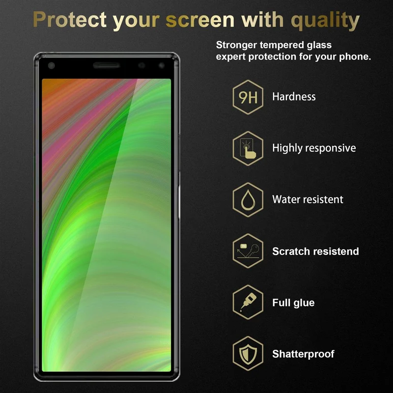 Cadorabo 3x Vollbild Panzer Folie kompatibel mit Sony Xperia 8 - Schutzfolie 3er Pack Gehärtetes (Tempered) Display-Schutzglas in 9H Härte mit 3D Touch