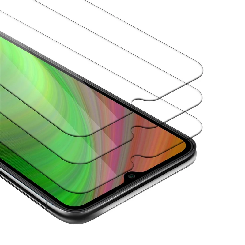 Cadorabo 3x Panzer Folie kompatibel mit Xiaomi RedMi 9A / RedMi 9AT - Schutzfolie 3er Pack Gehärtetes (Tempered) Display-Schutzglas in 9H Härte mit 3D Touch Kompatibilität
