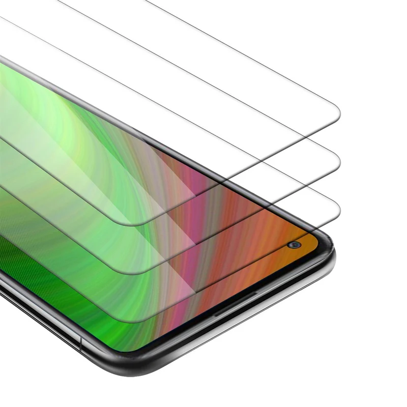 Cadorabo 3x Panzer Folie kompatibel mit Samsung Galaxy A21s - Schutzfolie 3er Pack Gehärtetes (Tempered) Display-Schutzglas in 9H Härte mit 3D Touch Kompatibilität