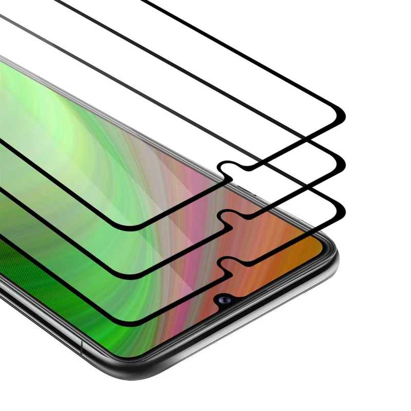 Cadorabo 3x Vollbild Panzer Folie kompatibel mit Samsung Galaxy A42 4G - Schutzfolie 3er Pack Gehärtetes (Tempered) Display-Schutzglas in 9H Härte mit 3D Touch