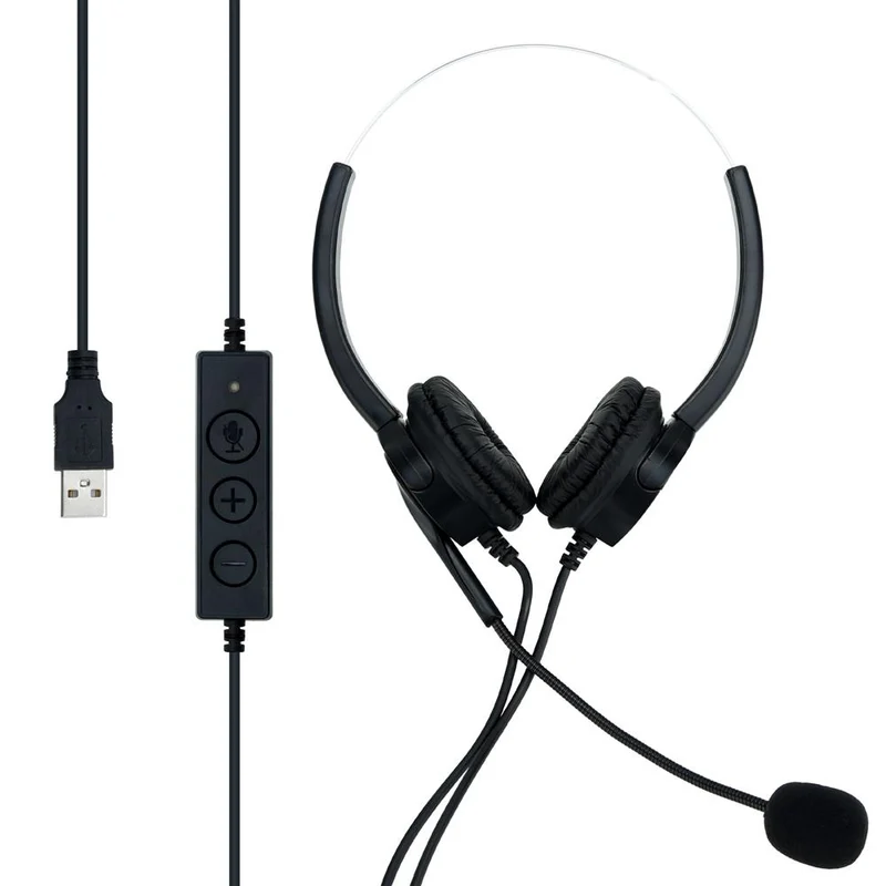 Cadorabo USB Headset Kopfhörer für Laptop Computer PC mit Noise-Cancelling Mikrofon für Homeoffice, Videoanrufe, Gaming, Musik, uvm.