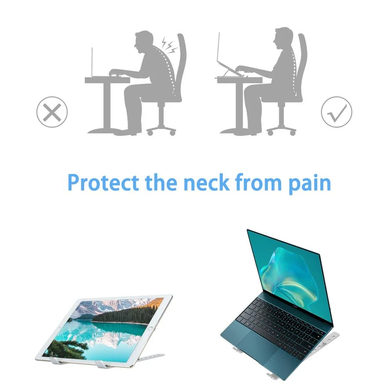 Cadorabo Tablet Halterung Tragbarer und Ergonomischer Tabletständer auch für Laptop und Notebook Computer - 6-fach höhenverstellbar