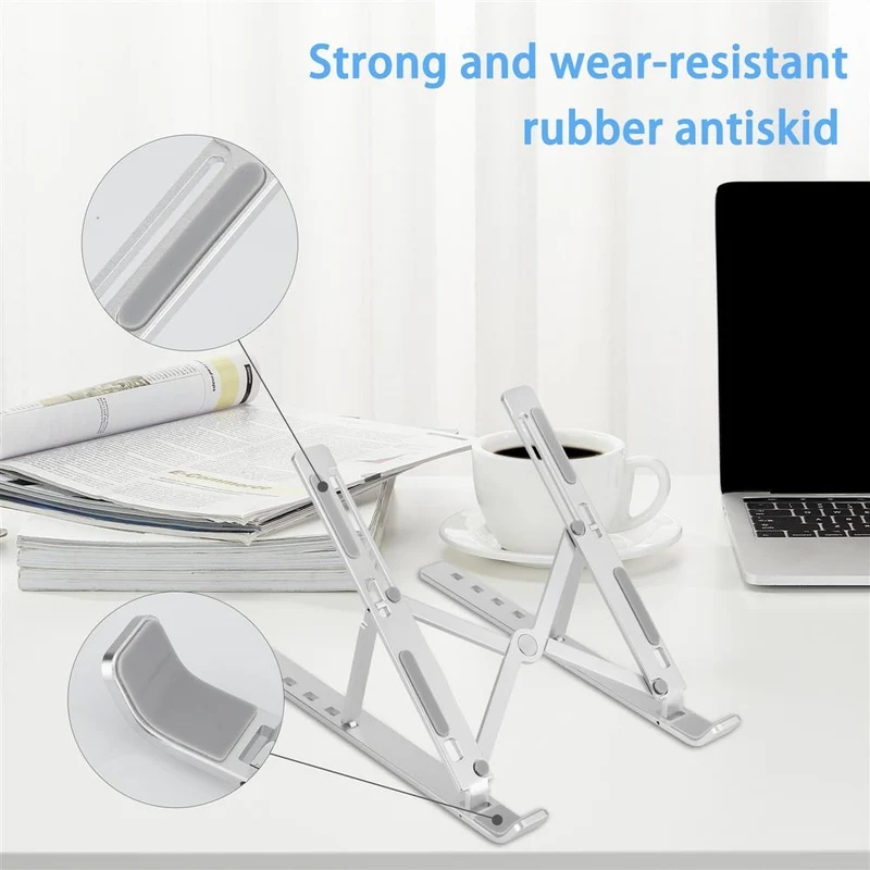 Cadorabo Tablet Halterung Tragbarer und Ergonomischer Tabletständer auch für Laptop und Notebook Computer - 6-fach höhenverstellbar