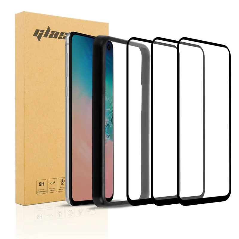 Cadorabo 3x Vollbild Panzerglasfolie kompatibel mit Samsung Galaxy S10e - Schutzfolie 3er Pack Gehärtetes (Tempered) Display-Schutzglas mit Installationshilfe