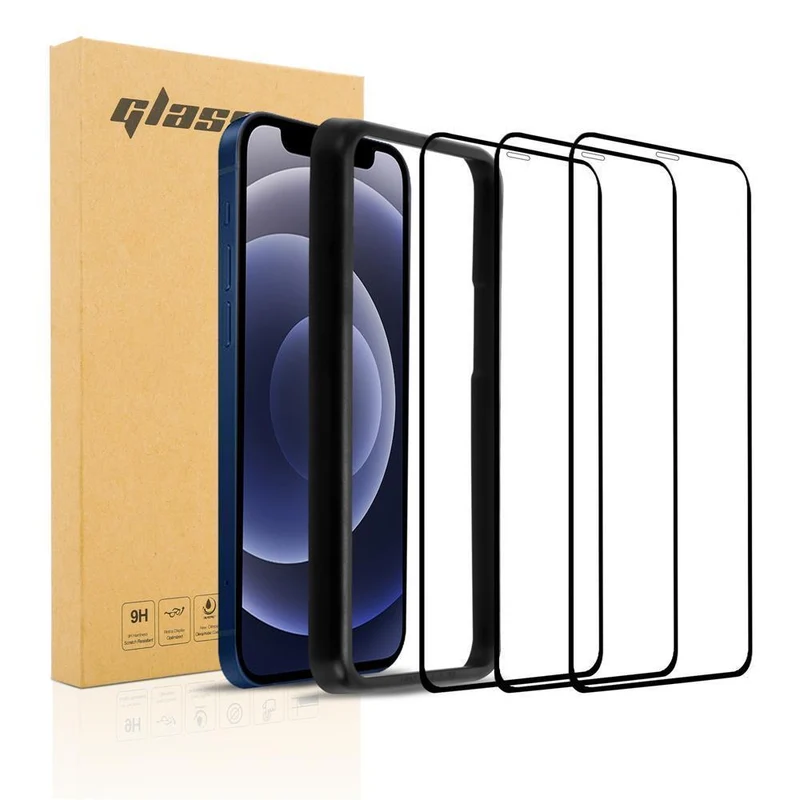 Cadorabo 3x Vollbild Panzerglasfolie kompatibel mit Apple iPhone 12 MINI - Schutzfolie 3er Pack Gehärtetes (Tempered) Display-Schutzglas mit Installationshilfe