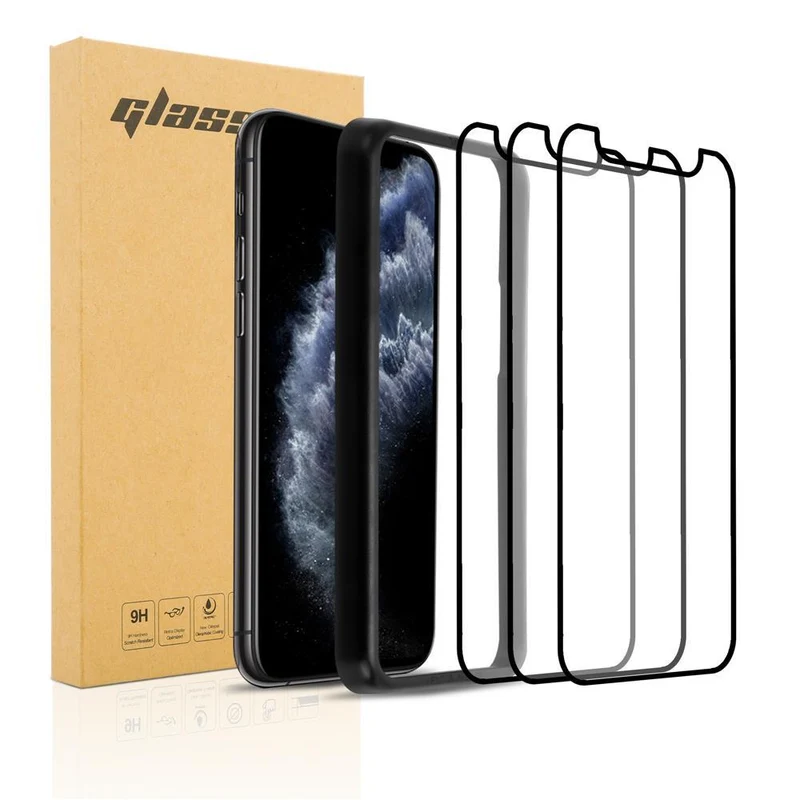 Cadorabo 3x Vollbild Panzerglasfolie kompatibel mit Apple iPhone 11 - Schutzfolie 3er Pack Gehärtetes (Tempered) Display-Schutzglas mit Installationshilfe