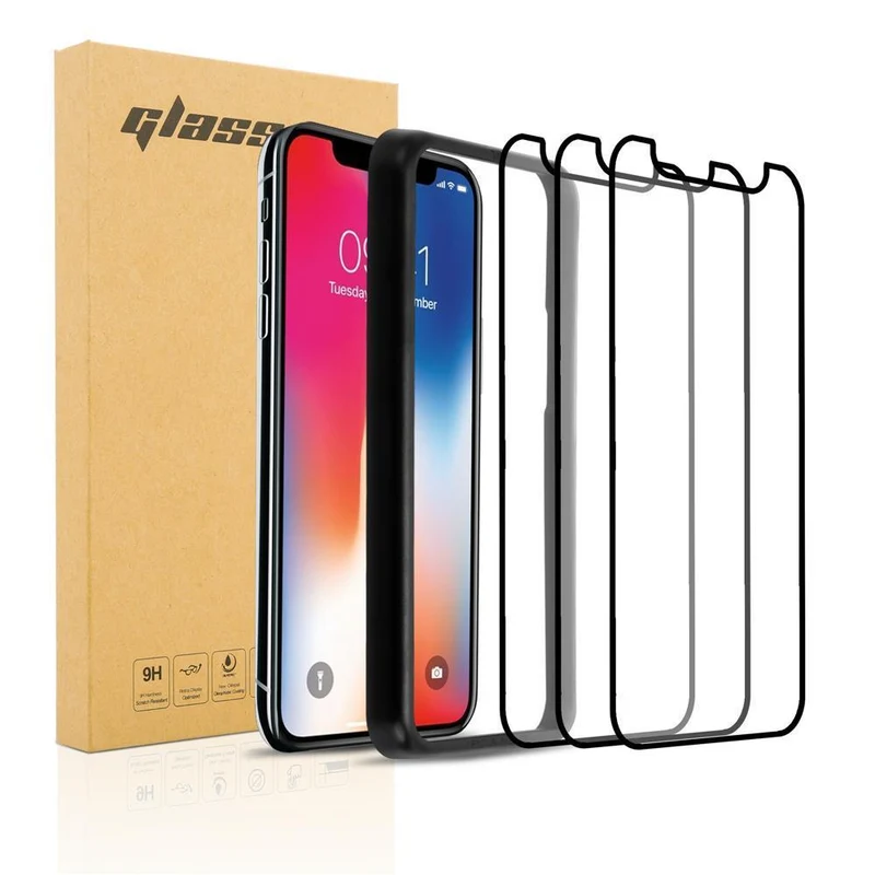Cadorabo 3x Vollbild Panzerglasfolie kompatibel mit Apple iPhone XS MAX - Schutzfolie 3er Pack Gehärtetes (Tempered) Display-Schutzglas mit Installationshilfe