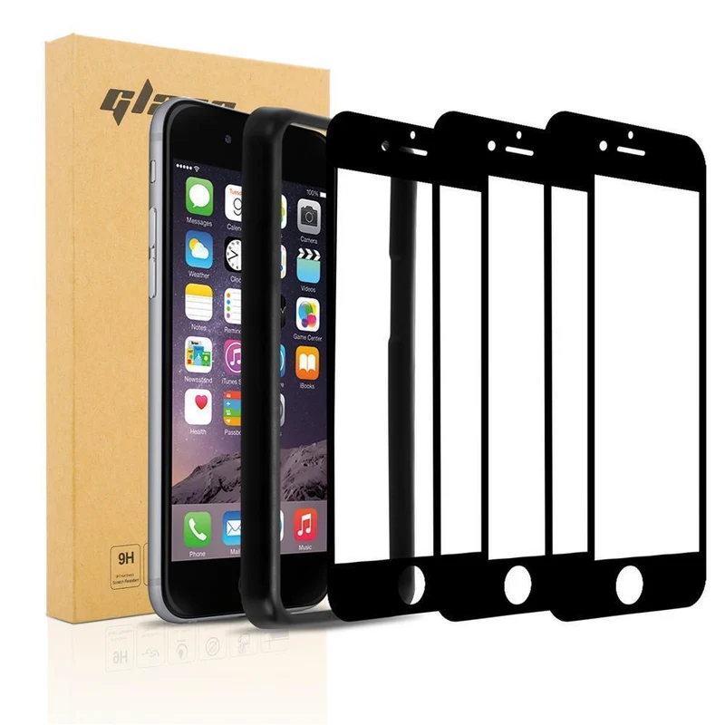 Cadorabo 3x Vollbild Panzerglasfolie kompatibel mit Apple iPhone 6 / 6S - Schutzfolie 3er Pack Gehärtetes (Tempered) Display-Schutzglas mit Installationshilfe