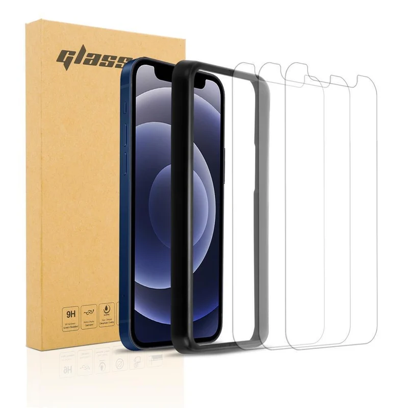 Cadorabo 3x Panzerglasfolie kompatibel mit Apple iPhone 12 PRO MAX - Schutzfolie 3er Pack Gehärtetes (Tempered) Display-Schutzglas mit Installationshilfe
