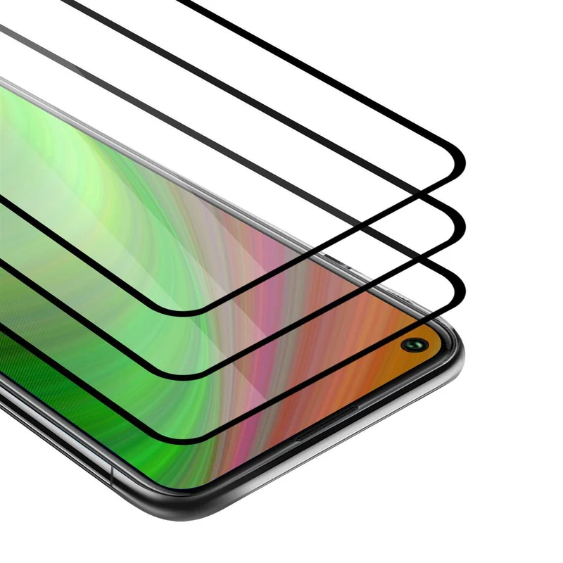 Cadorabo 3x Vollbild Panzer Folie kompatibel mit Oppo A53s - Schutzfolie 3er Pack Gehärtetes (Tempered) Display-Schutzglas in 9H Härte mit 3D Touch