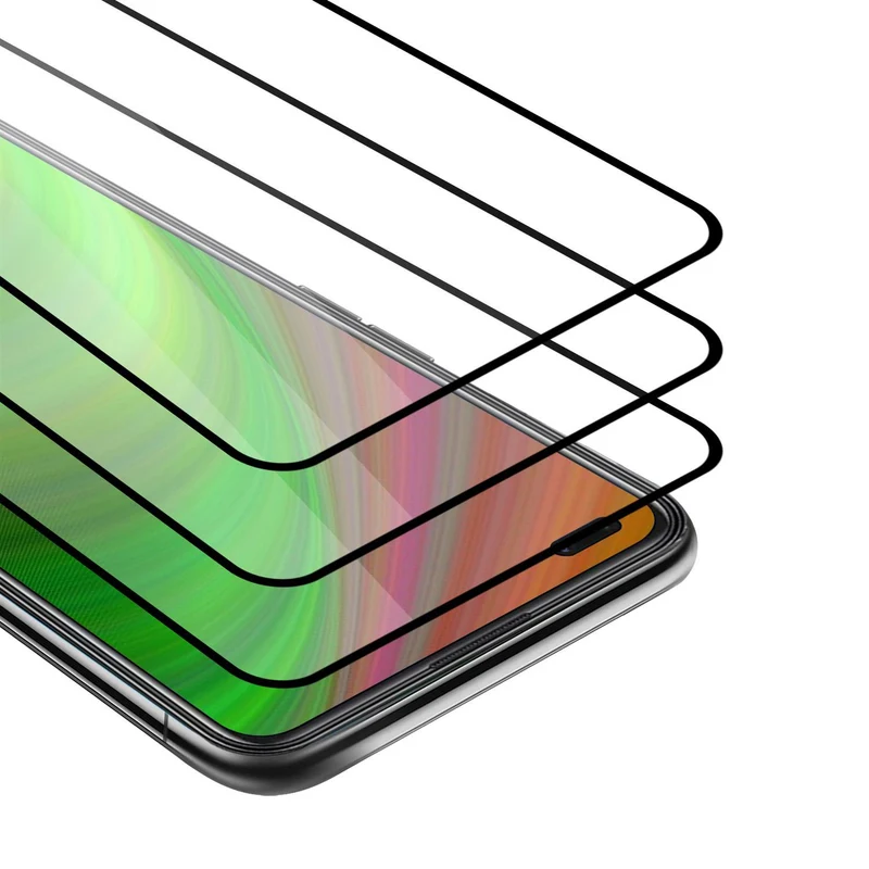 Cadorabo 3x Vollbild Panzer Folie kompatibel mit Oppo Reno4 - Schutzfolie 3er Pack Gehärtetes (Tempered) Display-Schutzglas in 9H Härte mit 3D Touch