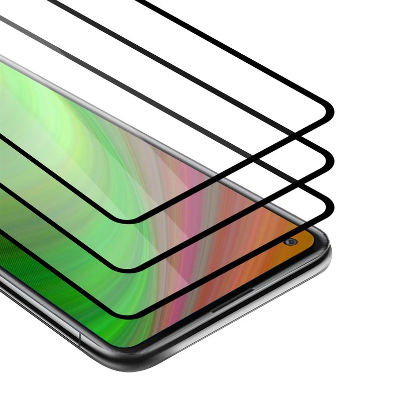 Cadorabo 3x Vollbild Panzer Folie kompatibel mit Xiaomi RedMi 10X 4G - Schutzfolie 3er Pack Gehärtetes (Tempered) Display-Schutzglas in 9H Härte mit 3D Touch
