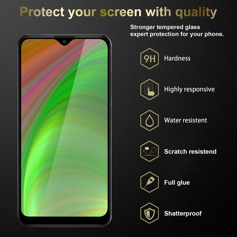 Cadorabo 3x Vollbild Panzer Folie kompatibel mit Xiaomi RedMi 9 - Schutzfolie 3er Pack Gehärtetes (Tempered) Display-Schutzglas in 9H Härte mit 3D Touch