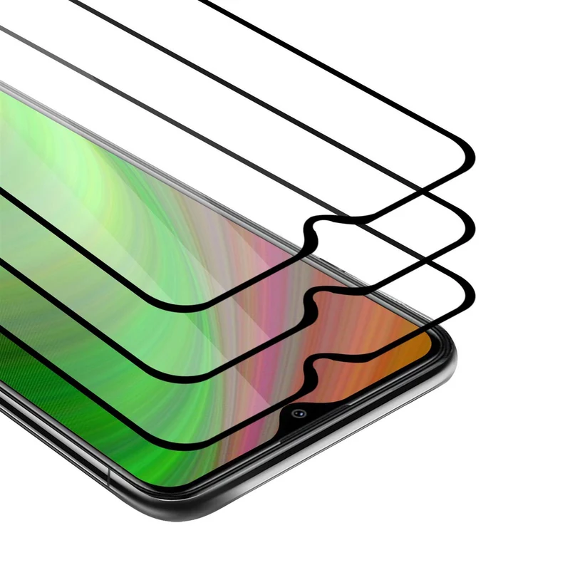 Cadorabo 3x Vollbild Panzer Folie kompatibel mit Xiaomi RedMi 8A - Schutzfolie 3er Pack Gehärtetes (Tempered) Display-Schutzglas in 9H Härte mit 3D Touch