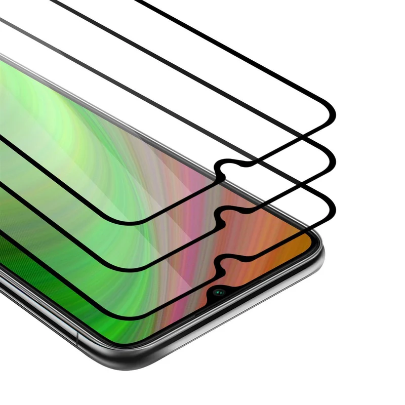Cadorabo 3x Vollbild Panzer Folie kompatibel mit Xiaomi RedMi NOTE 8T - Schutzfolie 3er Pack Gehärtetes (Tempered) Display-Schutzglas in 9H Härte mit 3D Touch
