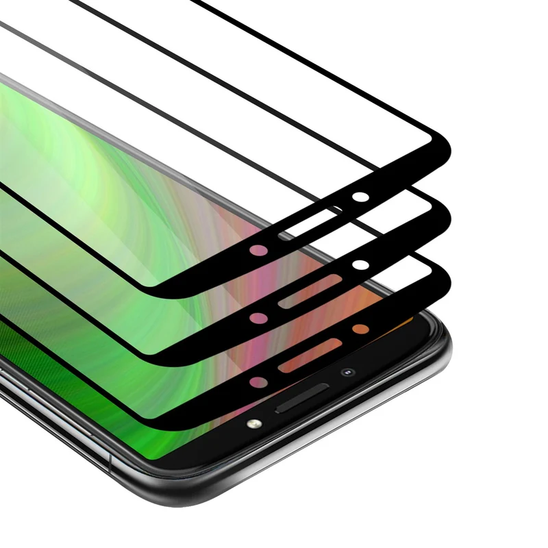 Cadorabo 3x Vollbild Panzer Folie kompatibel mit Motorola MOTO E5 PLUS - Schutzfolie 3er Pack Gehärtetes (Tempered) Display-Schutzglas in 9H Härte mit 3D Touch