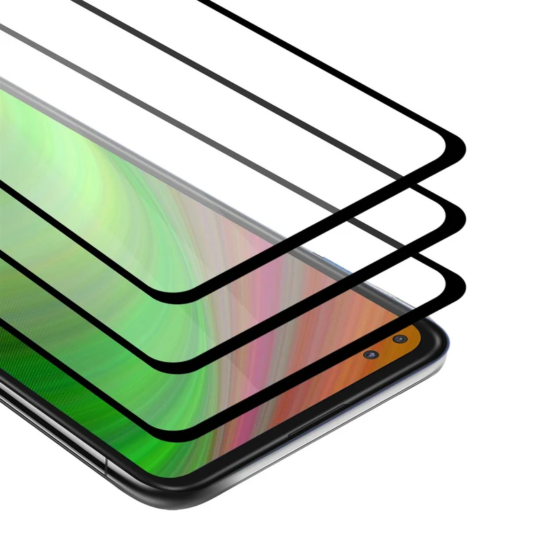 Cadorabo 3x Vollbild Panzer Folie kompatibel mit Motorola MOTO G 5G PLUS - Schutzfolie 3er Pack Gehärtetes (Tempered) Display-Schutzglas in 9H Härte mit 3D Touch
