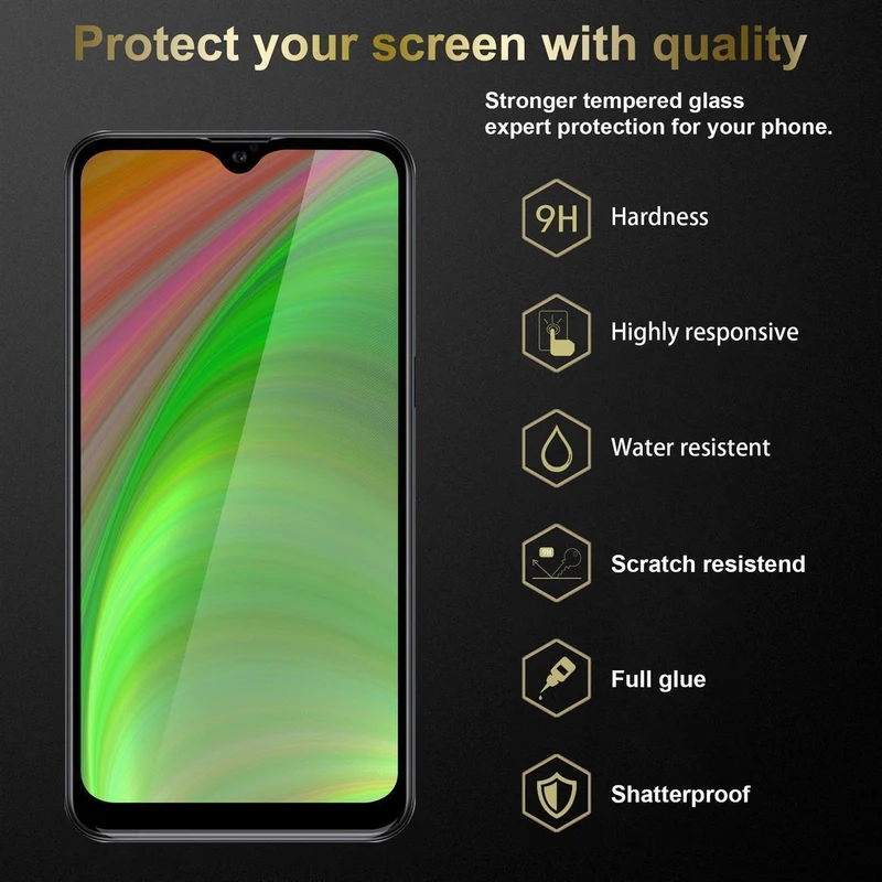 Cadorabo 3x Vollbild Panzer Folie kompatibel mit Motorola MOTO G8 POWER LITE - Schutzfolie 3er Pack Gehärtetes (Tempered) Display-Schutzglas in 9H Härte mit 3D Touch