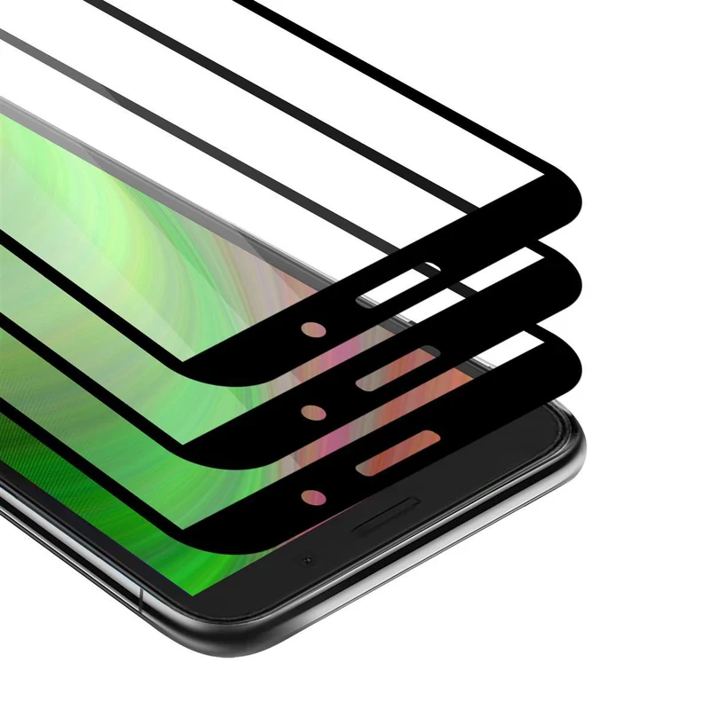 Cadorabo 3x Vollbild Panzer Folie kompatibel mit Honor 9S / Huawei Y5P - Schutzfolie 3er Pack Gehärtetes (Tempered) Display-Schutzglas in 9H Härte mit 3D Touch