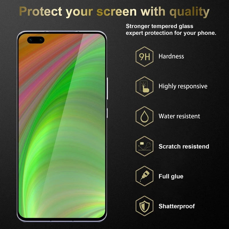 Cadorabo 3x Vollbild Panzer Folie kompatibel mit Honor 30S - Schutzfolie 3er Pack Gehärtetes (Tempered) Display-Schutzglas in 9H Härte mit 3D Touch