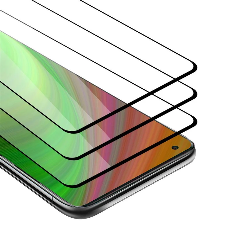 Cadorabo 3x Vollbild Panzer Folie kompatibel mit OnePlus Nord N100 - Schutzfolie 3er Pack Gehärtetes (Tempered) Display-Schutzglas in 9H Härte mit 3D Touch